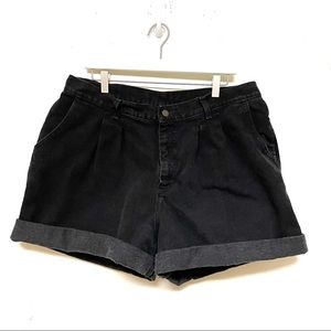Vintage Lee Black Pleated Jean Shorts High Rise 18